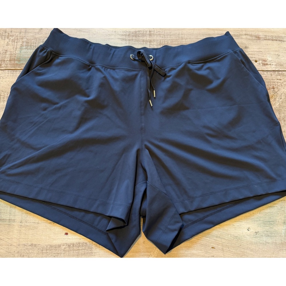 LIVI Active Womens Plus Size 22/24 Navy Blue Drawstring Athletic Shorts 6 Inseam